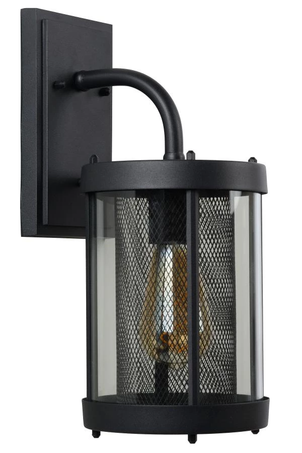 Lucide MAKKUM - Wandlamp Binnen/Buiten - 1xE27 - IP23 - Zwart - uit